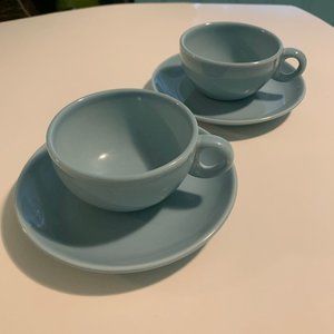 2 Russel Wright Iroquois Ice Blue cup & saucer set